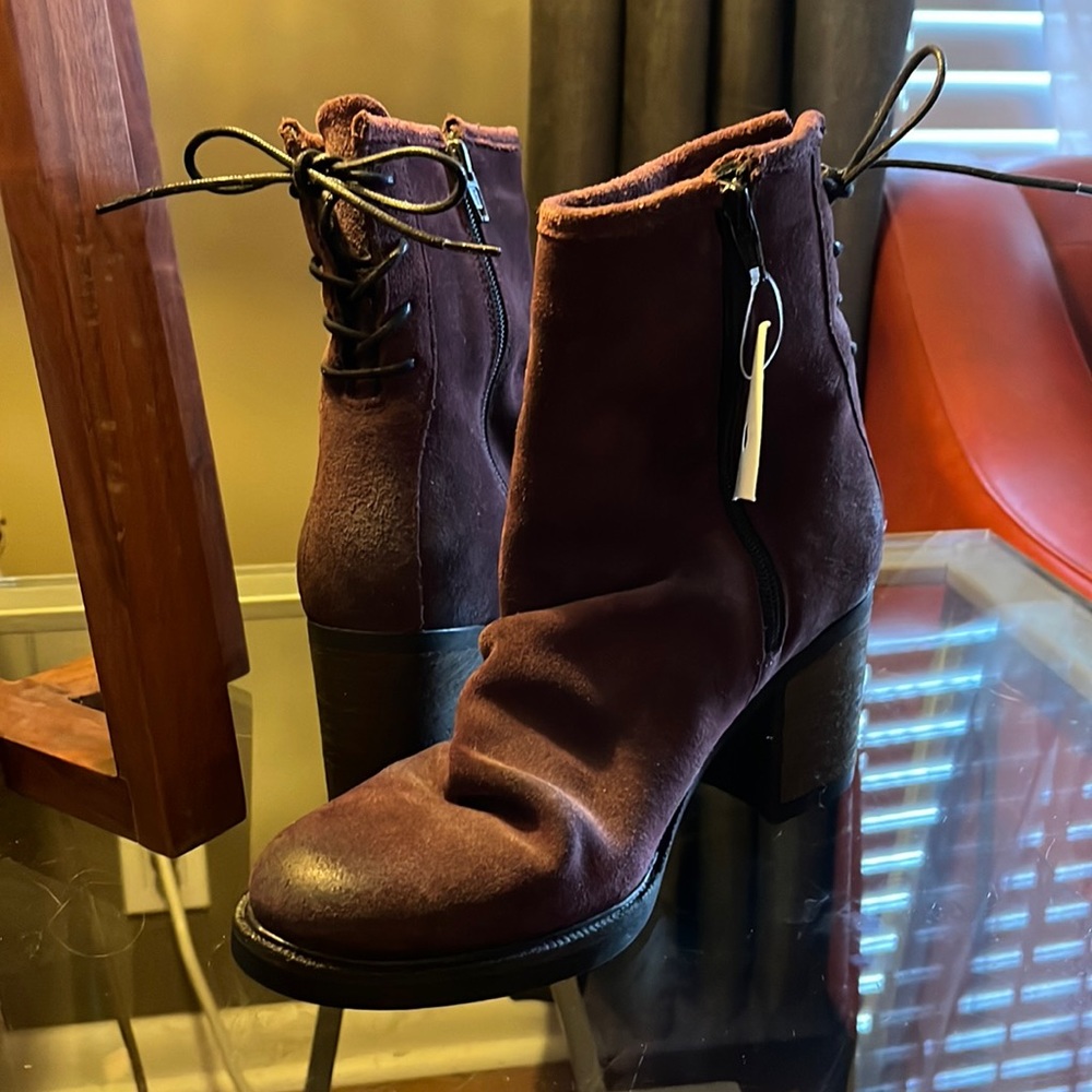 New never worn real suede plum coloured boots